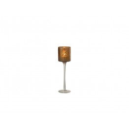 Photophore Sur Pied Safari Verre Beige Small