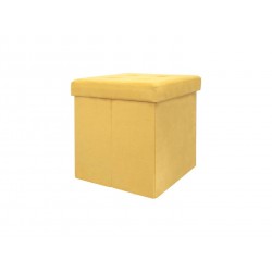 Coffre Pouf Pliable Suedine Jaune