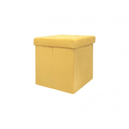 Coffre Pouf Pliable Suedine Jaune