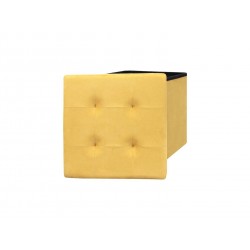 Coffre Pouf Pliable Suedine Jaune