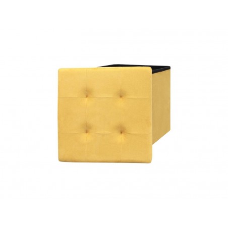 Coffre Pouf Pliable Suedine Jaune