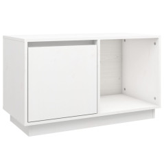 Meuble TV Blanc 74x35x44 cm Bois de pin massif