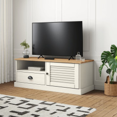Meuble TV VIGO blanc 106x40x40 cm bois massif de pin