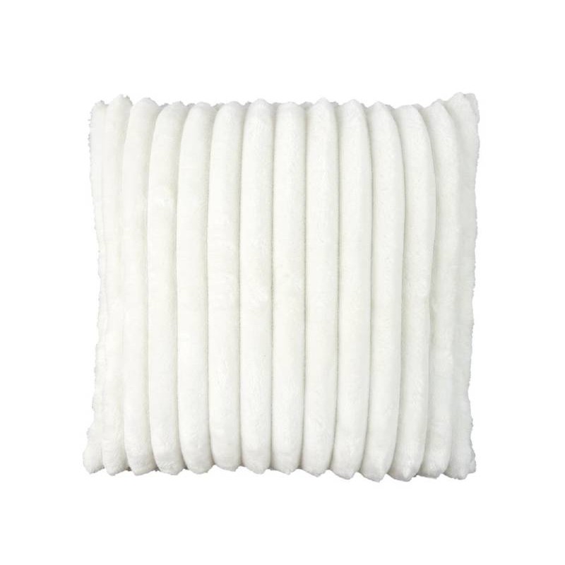 Coussin flanelle cotelé ecru