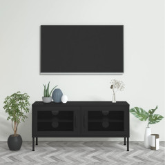 Meuble TV Noir 105x35x50 cm Acier