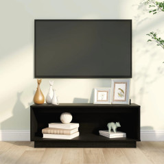 Meuble TV Noir 90x35x35 cm Bois de pin massif