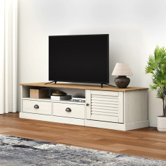 Meuble TV VIGO blanc 156x40x40 cm bois massif de pin