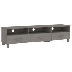 Meuble TV HAMAR Gris clair 158x40x40 cm Bois massif de pin