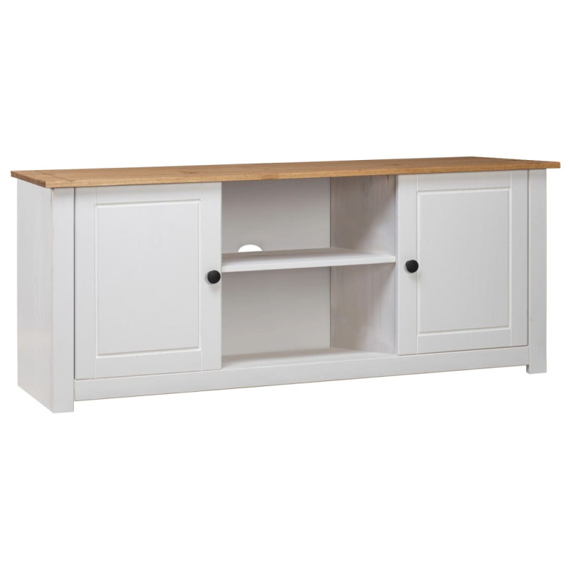 Meuble TV Blanc 120x40x50 cm Bois de pin massif Gamme Panama