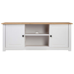 Meuble TV Blanc 120x40x50 cm Bois de pin massif Gamme Panama