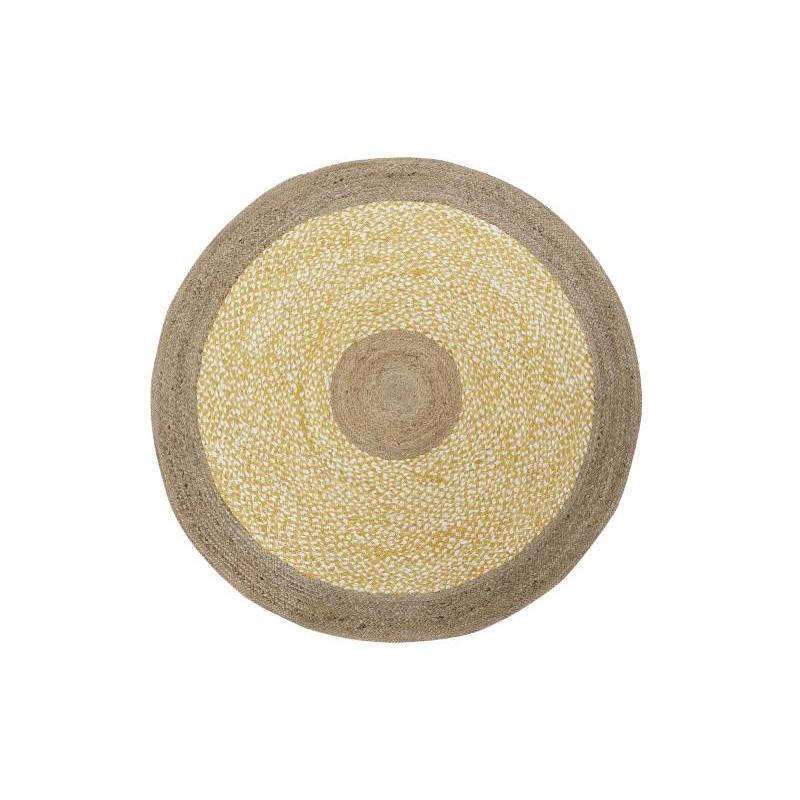 Tapis rond jaune et marron