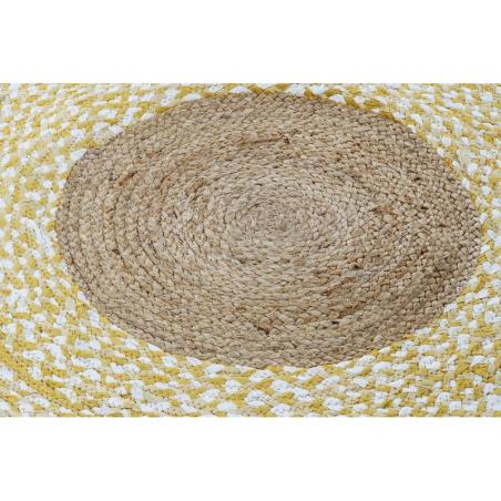 Tapis rond jaune et marron