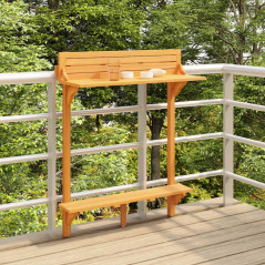 Table de bar de balcon en bois d'acacia massif 90x37x122,5 cm