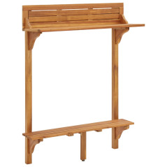 Table de bar de balcon en bois d'acacia massif 90x37x122,5 cm