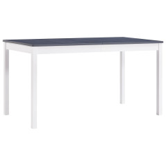 Table de salle à manger Blanc et gris 140 x 70 x 73 cm Pin