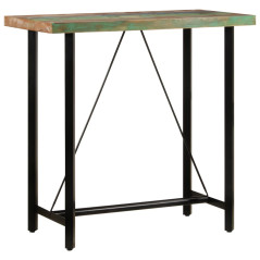 Table de bar 110x55x107 cm bois massif de récupération et fer