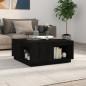 Table basse Noir 80x81x36,5 cm Bois massif de pin