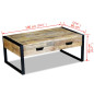 Table basse avec 2 tiroirs Bois de manguier massif 100 x 60 x 40 cm