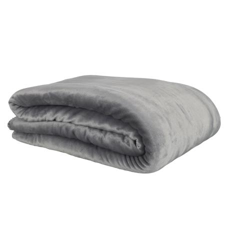 Plaid flanelle sherpa gris XXL 140x200 cm