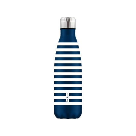 Bouteille isotherme Striped Bleu marine Little Marcel