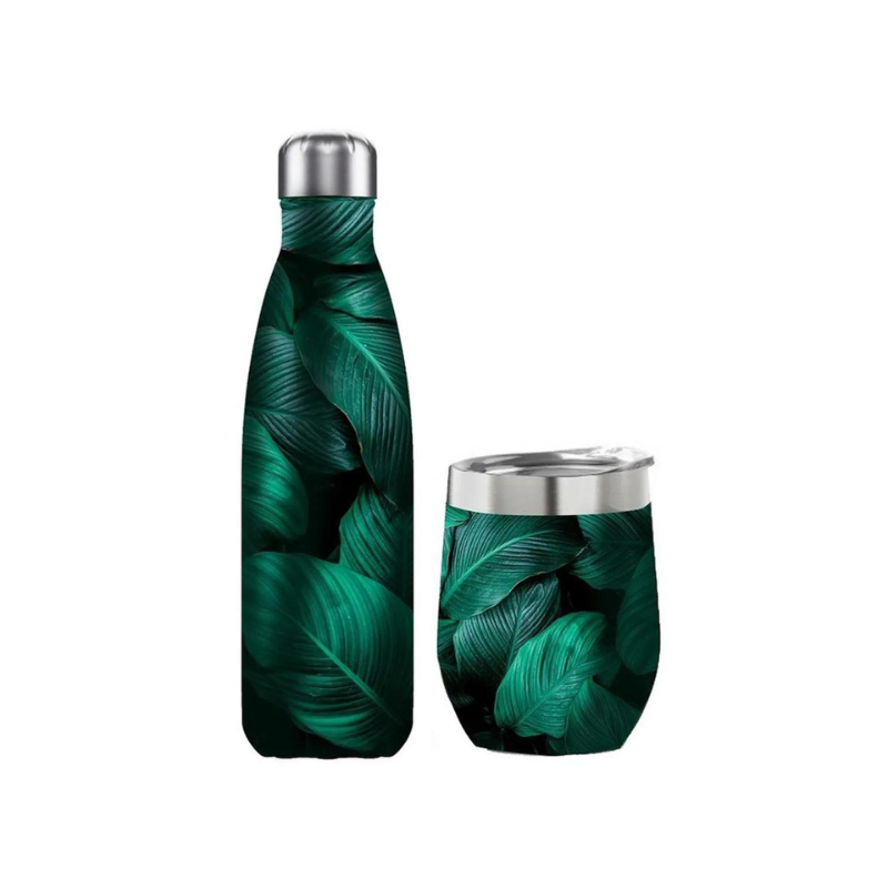 Set bouteille et mug Tropical noir vert foncé Little Marcel Set bouteille et mug Tropical noir vert foncé Little Marcel