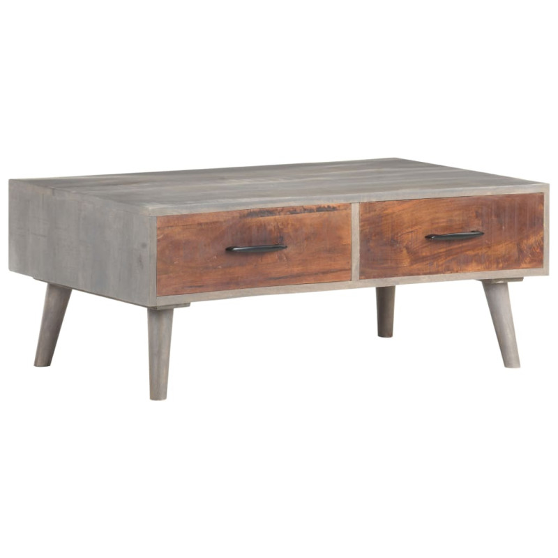 Table basse Gris 100x60x40 cm Bois massif de manguier brut