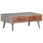 Table basse Gris 100x60x40 cm Bois massif de manguier brut