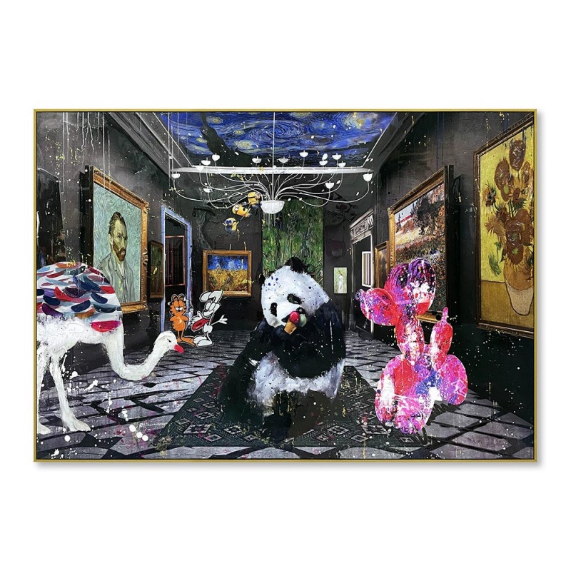 Toile Street Art "Intrusion Animalière au Musée" - 80x120 cm Toile Street Art "Intrusion Animalière au Musée" - 80x120 cm