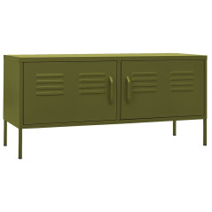 Meuble TV Vert olive 105x35x50 cm Acier