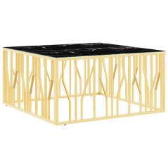Table basse doré 100x100x50 cm acier inoxydable et verre