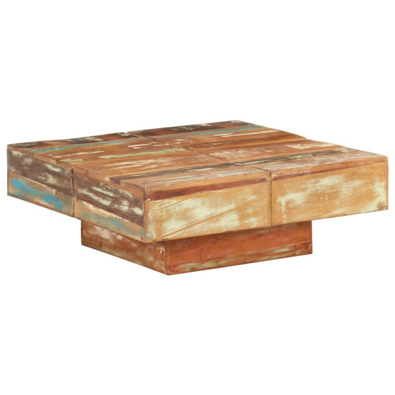 Table basse 80x80x28 cm Bois de récupération massif