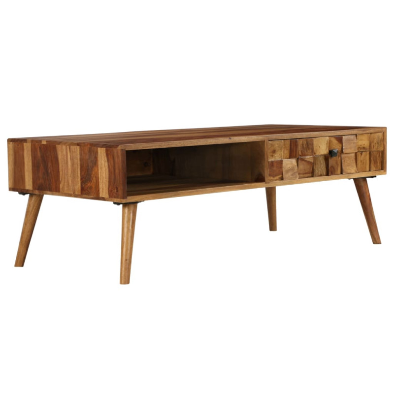 Table basse Bois Sesham massif avec finition miel 110x50x37 cm