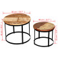 Table basse 2 pcs Bois récupéré massif Rond 40 cm / 50 cm