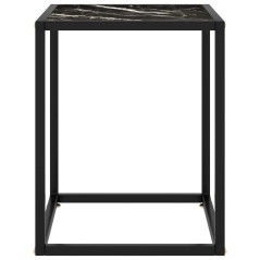 Table basse Noir avec verre marbre noir 40x40x50 cm