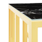Table basse doré 50x50x50 cm acier inoxydable et verre