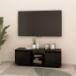 Meuble TV Noir 110x30x40 cm Bois de pin massif