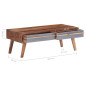 Table basse gris 110x50x40 cm bois massif