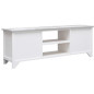 Meuble TV Blanc et gris 108x30x40 cm Bois de Paulownia solide