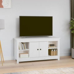 Meuble TV Blanc 103x36,5x52 cm Bois de pin massif